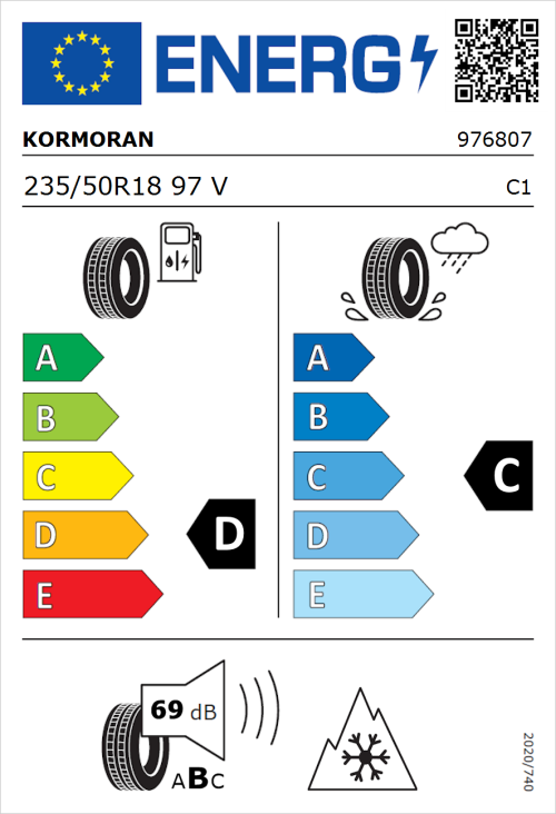 Tyre Label for Kormoran SUV Summer 235/50R18 97V