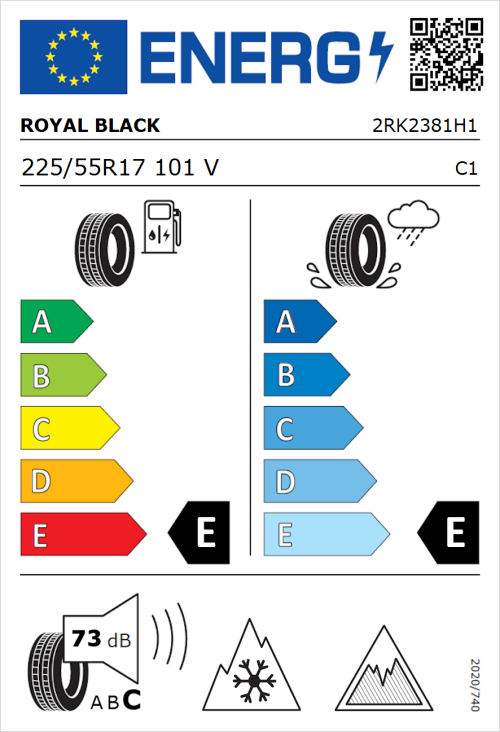 Tyre Label for Royal Black Winter UHP 225/55R17 101V