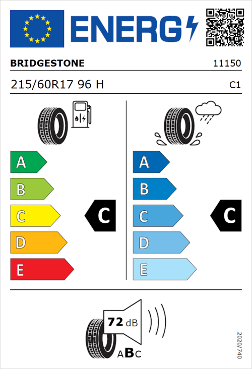 Tyre Label for Bridgestone Dueler H/P Sport 215/60R17 96H